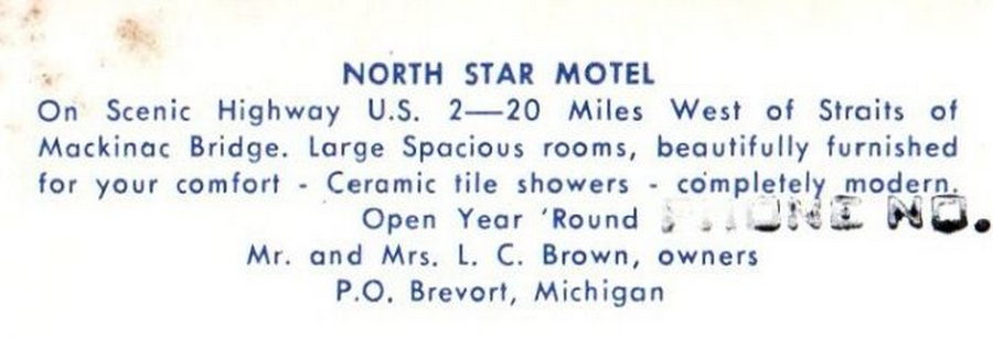 North Star Motel (Brevort Motel) - Vintage Postcard